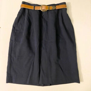 Vintage Liz Claiborne Girl Guide Blue Skirt  Brown Belt Petite 14